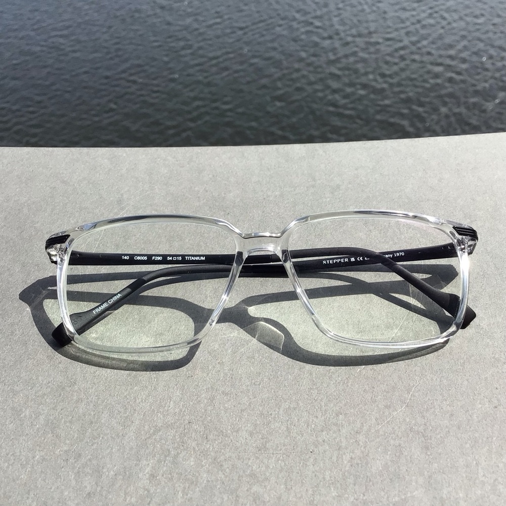 Stepper C6005 Germany Full Frame Clear Square Titanium Eye Glasses Black Temples